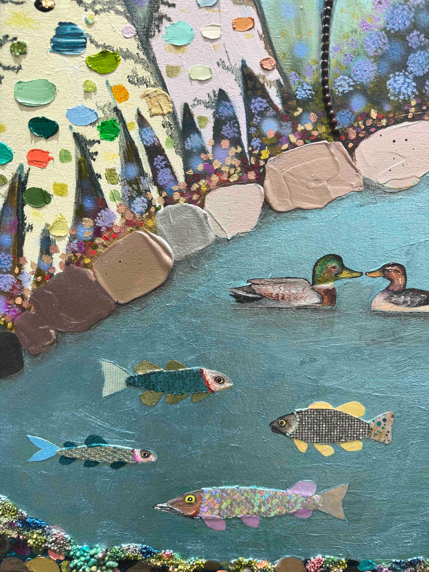 A-Frame Lake House 60x60" - Oil Painting