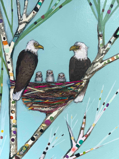 A-Frame Lake House 60x60" - Oil Painting