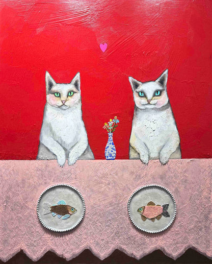 Meaty Snacks 24x30" - Oil Painting