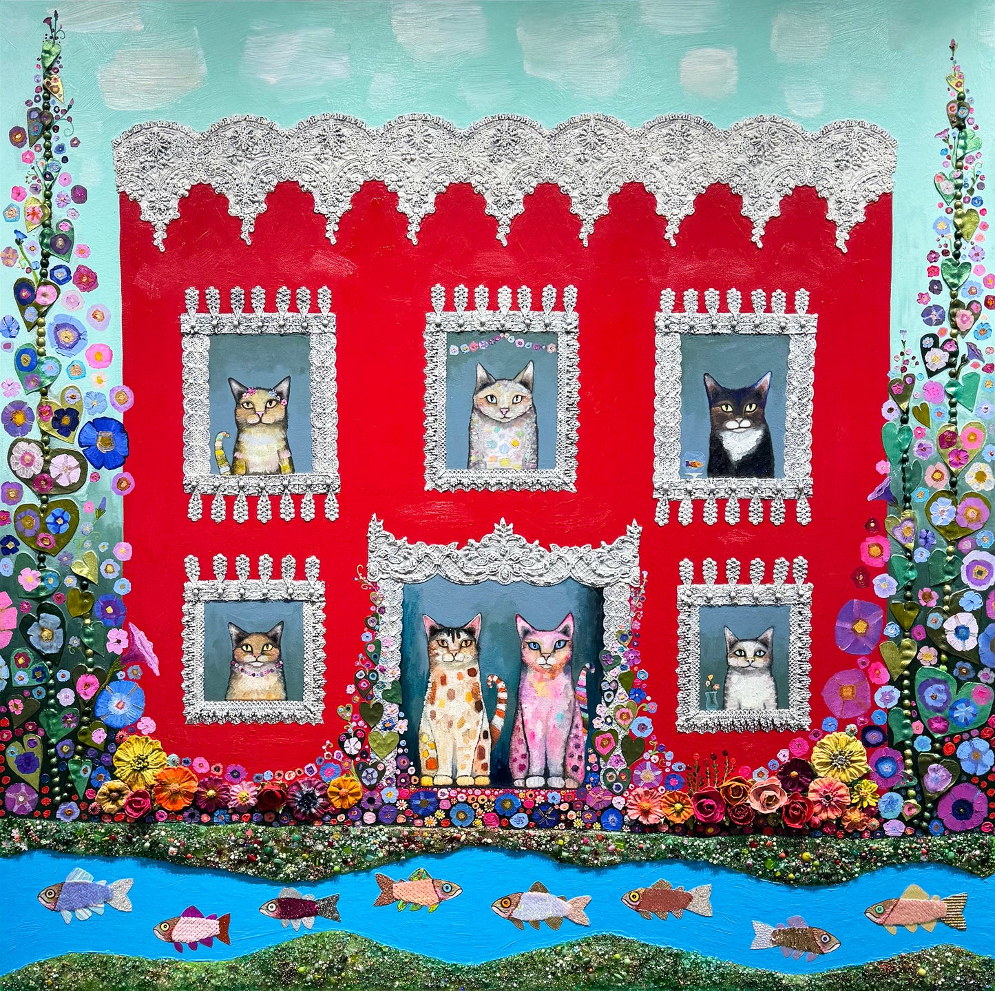 Morning Glories 48x48" - Oil Painting