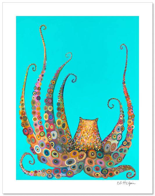 Blue Octopus - Signed Paper Print