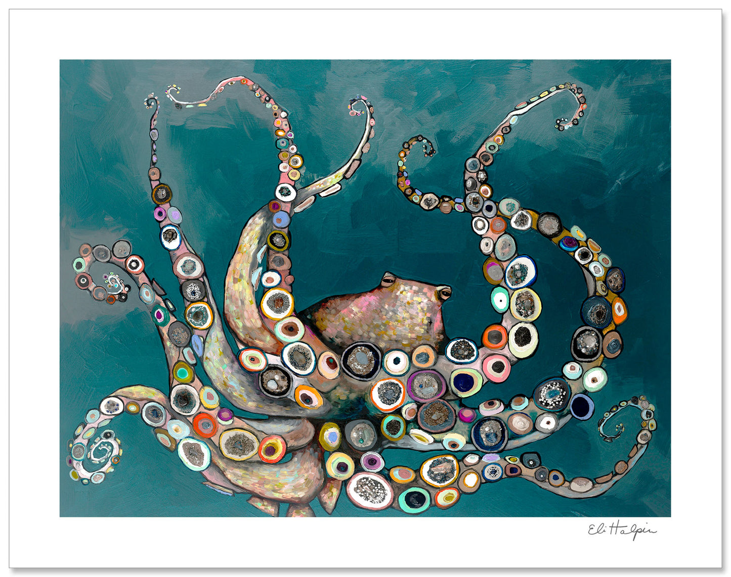 Octopus in Deep Teal - Signed Paper Print