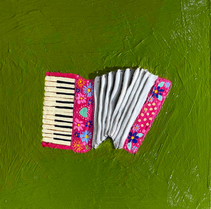 Pink Accordion - 6x6" - Oil Painting
