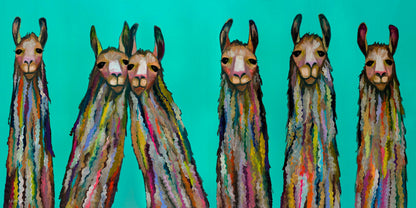 Six Lively Llamas - Canvas Print