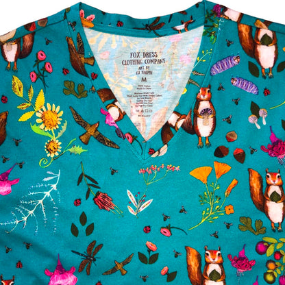 Squirrely V-Neck Cotton Tee Shirt