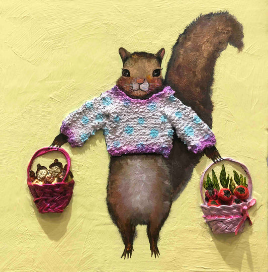Sweater Weather Butter Yellow 11x11" - Oil Painting