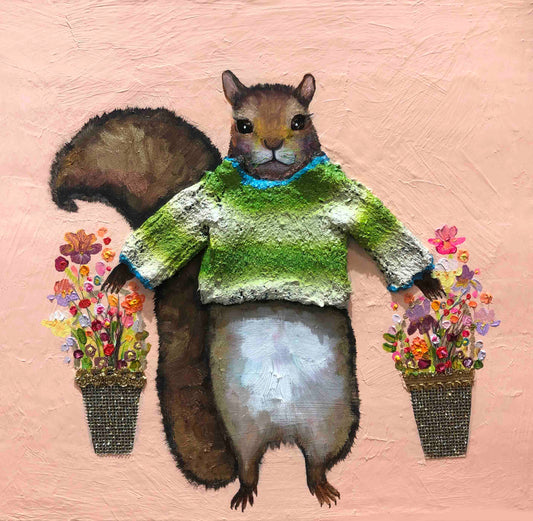 Sweater Weather Peach Blossom 11x10" - Oil Painting