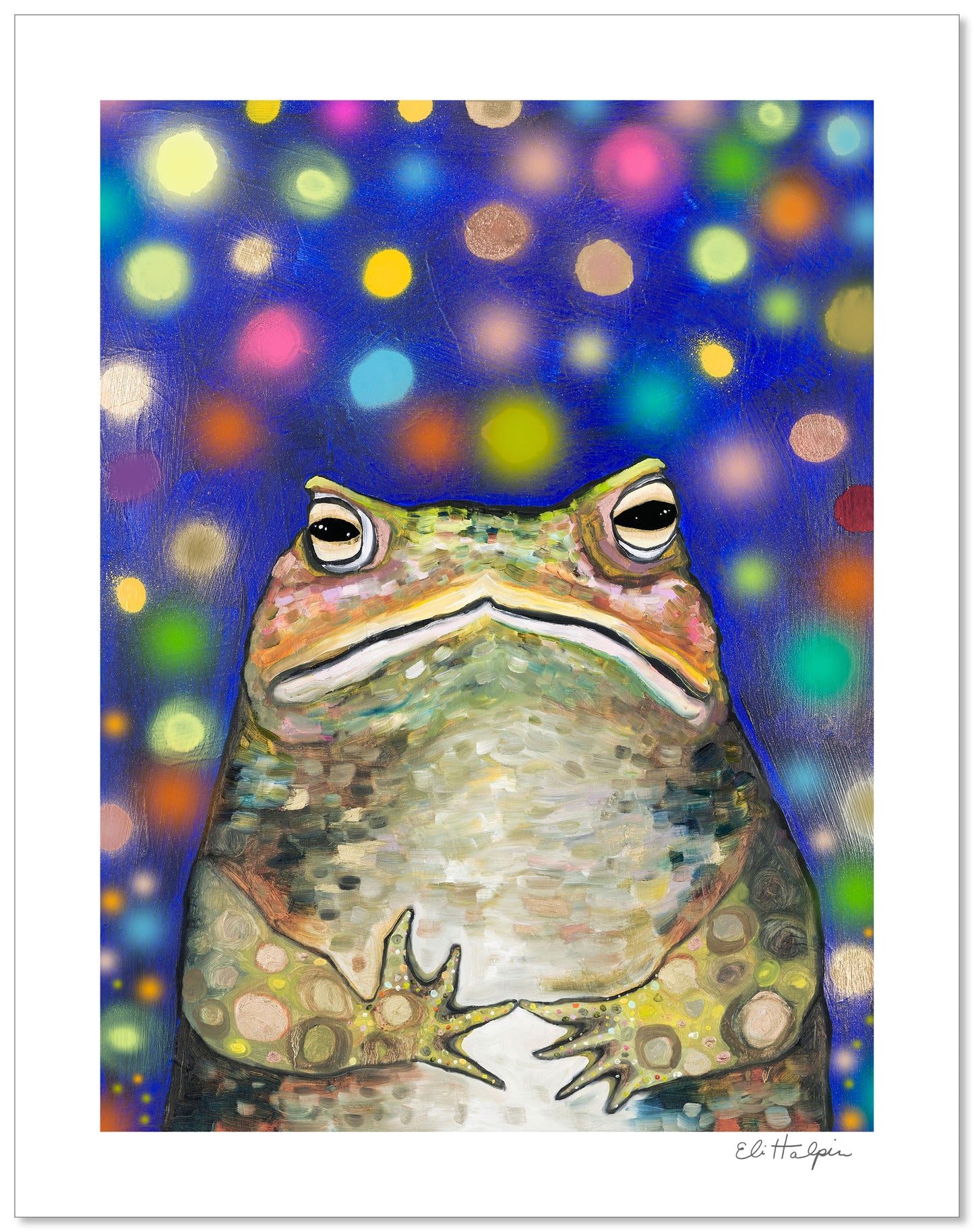 Toad in Fireflies - Signed Paper Print