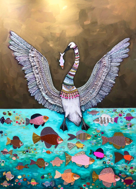 Swan 5x7ft - Oil Painting