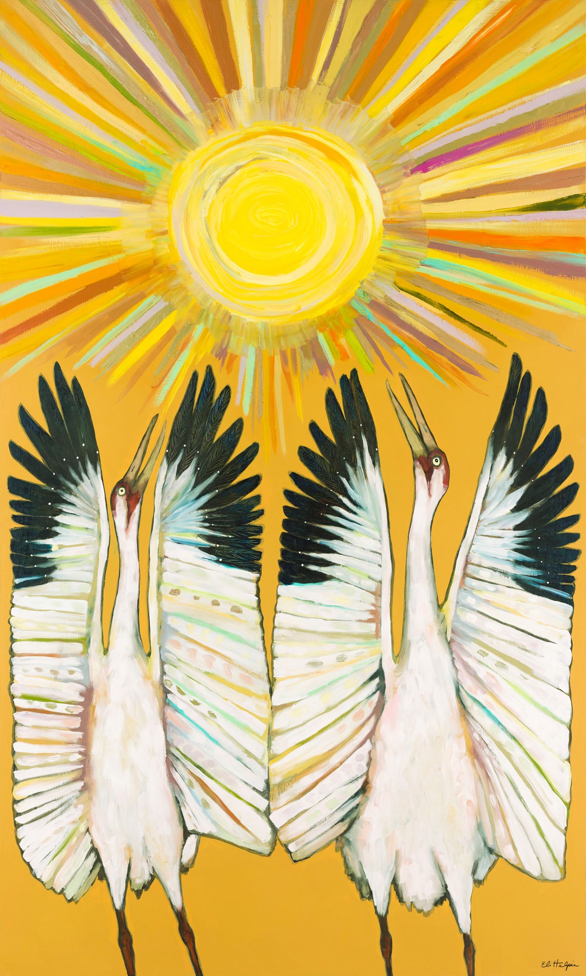 Whooping Cranes Sun Dancers - Canvas Print