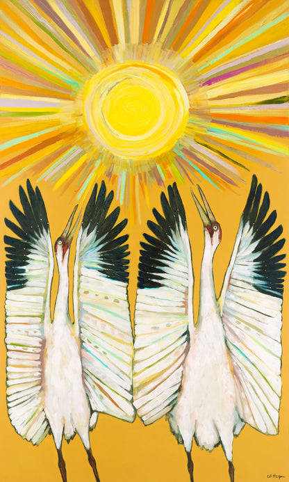 Whooping Cranes Sun Dancers - Canvas Print