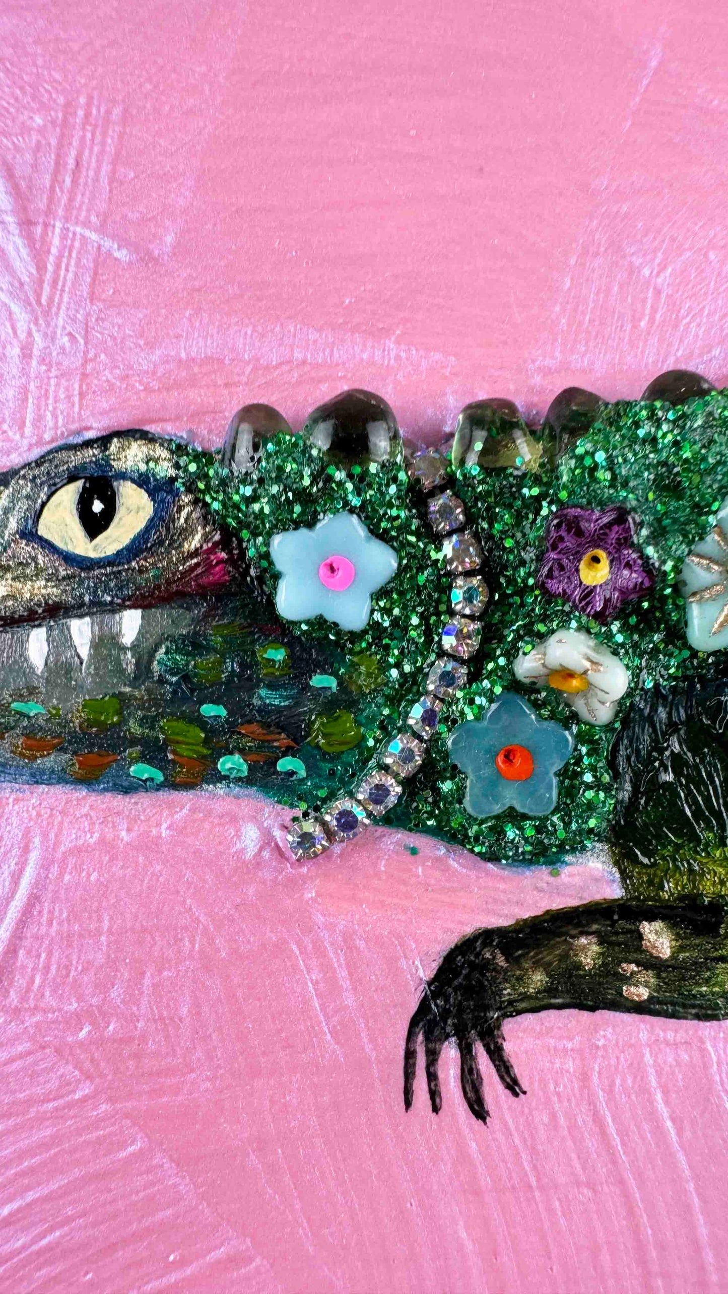 Alligator in Shimmery Candy Pink - 6x12" - Oil Painting