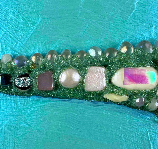 Alligator in Shimmery Pearl Aqua - 6x12" - Oil Painting