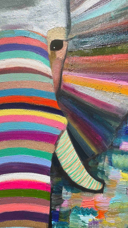 Baby Elephant 33x44" - Oil Painting