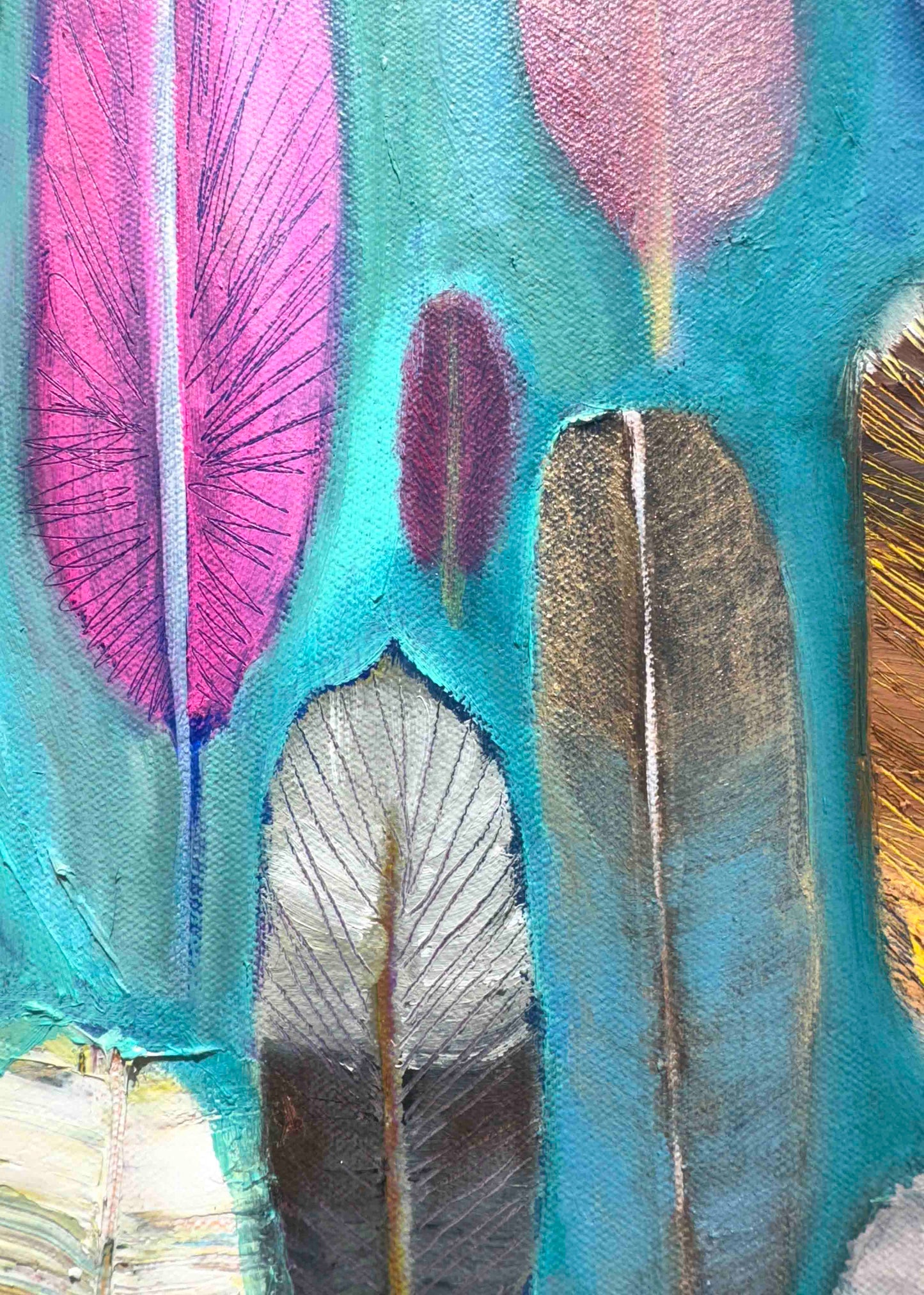 Feathers 30 x 30" - Oil Painting