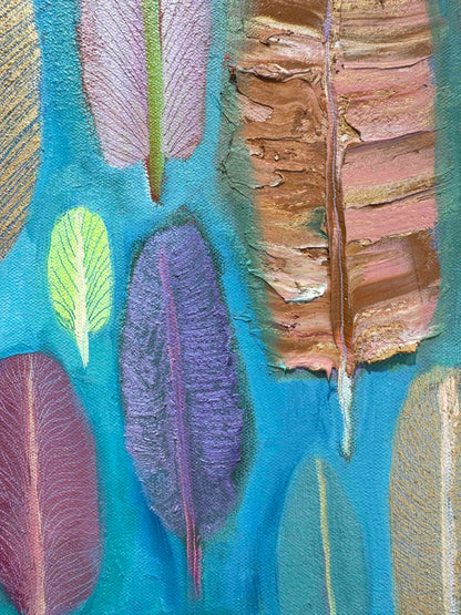 Feathers 30 x 30" - Oil Painting