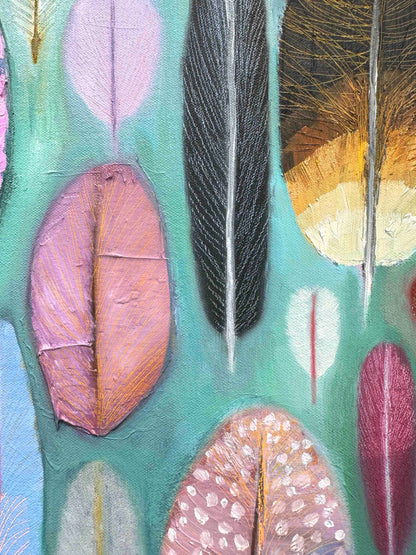 Feathers 30 x 30" - Oil Painting