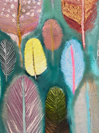 Feathers 30 x 30" - Oil Painting