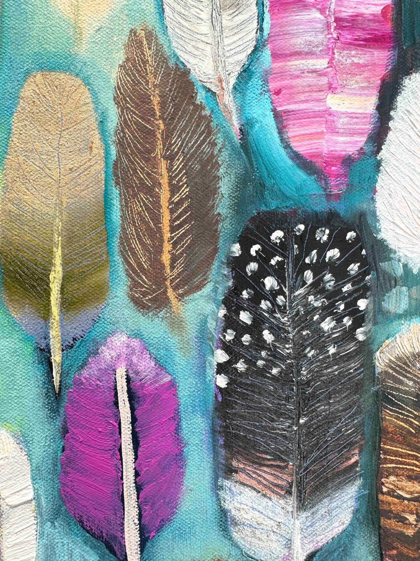 Feathers 30 x 30" - Oil Painting