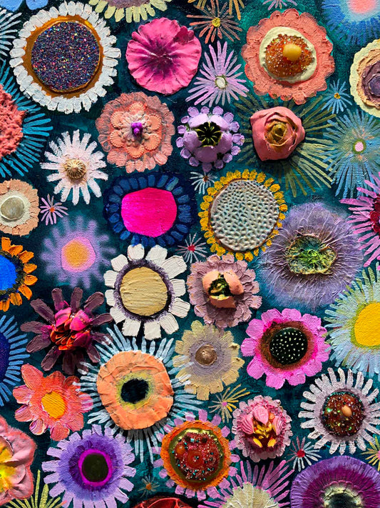 Flower Couture 48 x 48" - Oil Painting