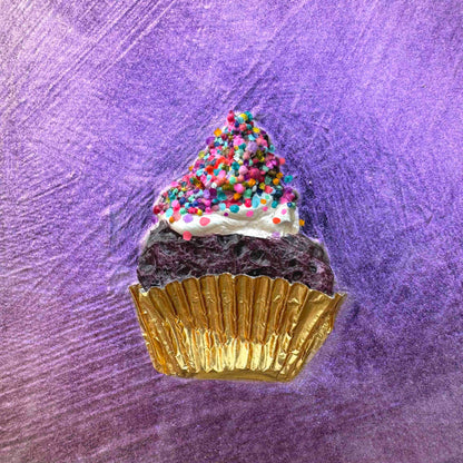 Four Mini Cupcakes in Iridescent Violet 11x14" - Oil Painting