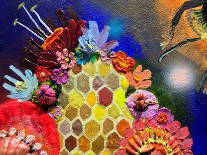 Bees in Ball Gown Wings 60 x 60" - Oil Painting