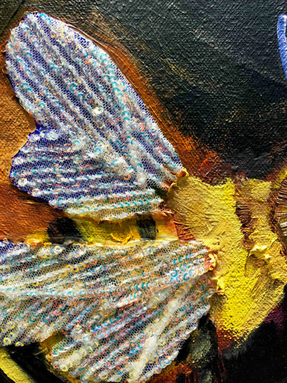 Bees in Ball Gown Wings 60 x 60" - Oil Painting