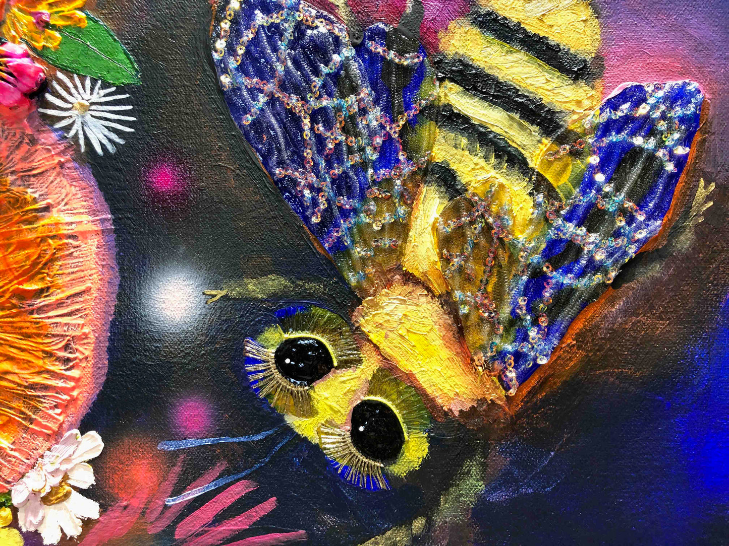 Bees in Ball Gown Wings 60 x 60" - Oil Painting