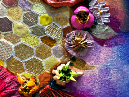 Bees in Ball Gown Wings 60 x 60" - Oil Painting