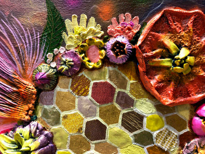 Bees in Ball Gown Wings 60 x 60" - Oil Painting