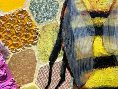 Bees in Ball Gown Wings 60 x 60" - Oil Painting