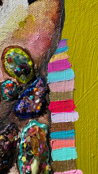 Jeweled Giraffe in Citrus Green - 24x20" - Oil Painting