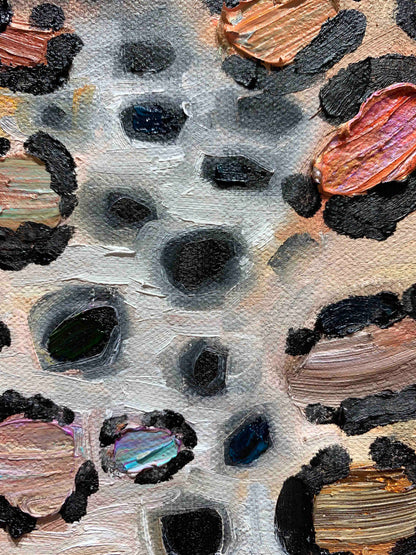 Leopard in Metallic Hot Pink 18 x 14" - Oil Painting