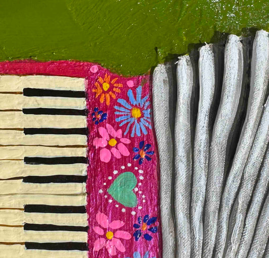 Pink Accordion - 6x6" - Oil Painting
