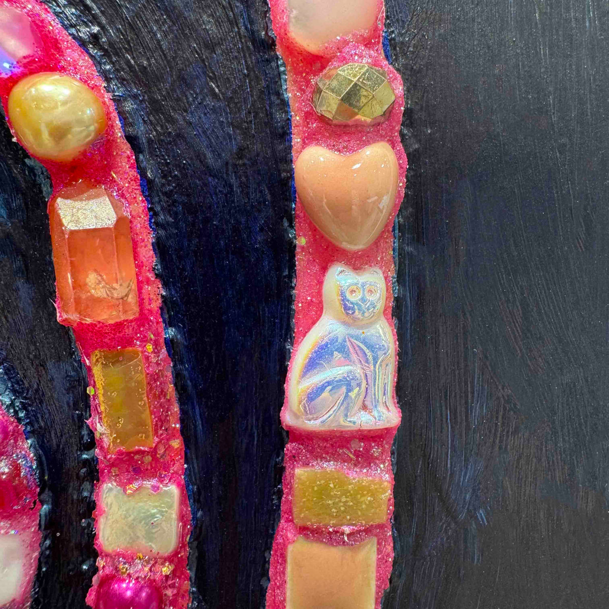 Pink Jeweled Snake in Prussian Blue - 8x10" - Oil Painting