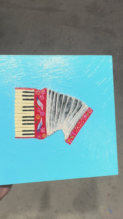 Red Accordion - 6x6" - Oil Painting