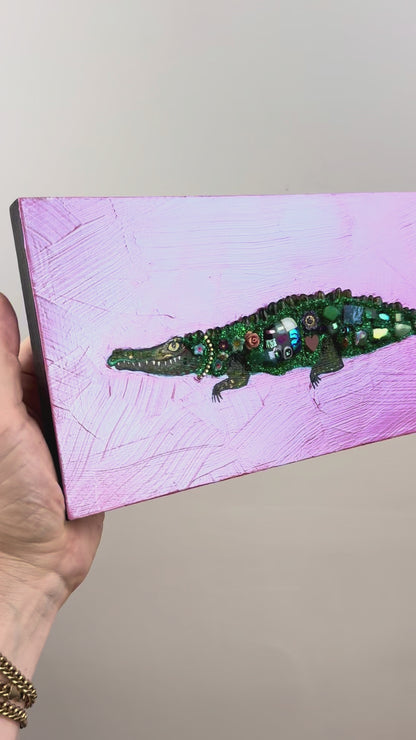 Alligator in Shimmery Candy Pink - 6x12" - Oil Painting