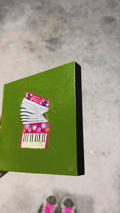 Pink Accordion - 6x6" - Oil Painting
