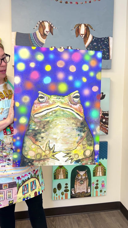 Toad in Fireflies - Canvas Print