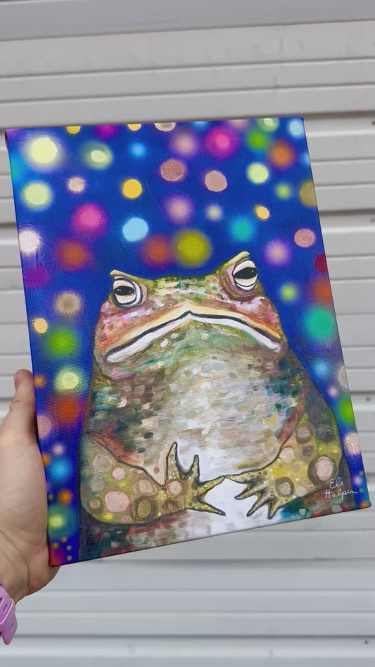 Toad in Fireflies - Canvas Print