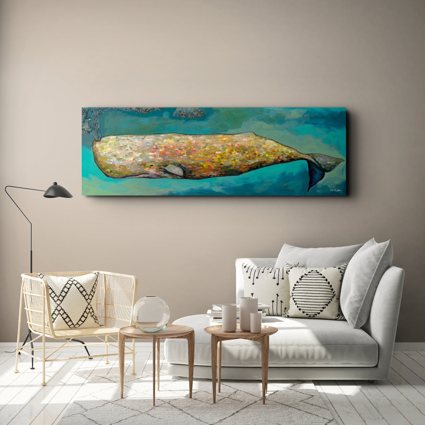 Whale in Seafoam - Canvas Print