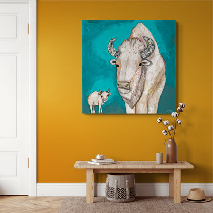 White Bison Calf - Canvas Print